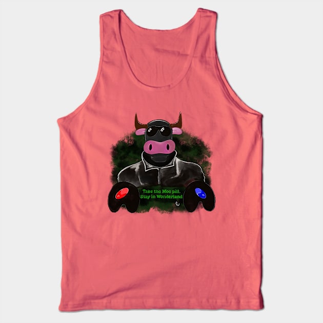 Moopheus - Stay in Wonderland - Computer Hacker Cow Tank Top by ARTHE